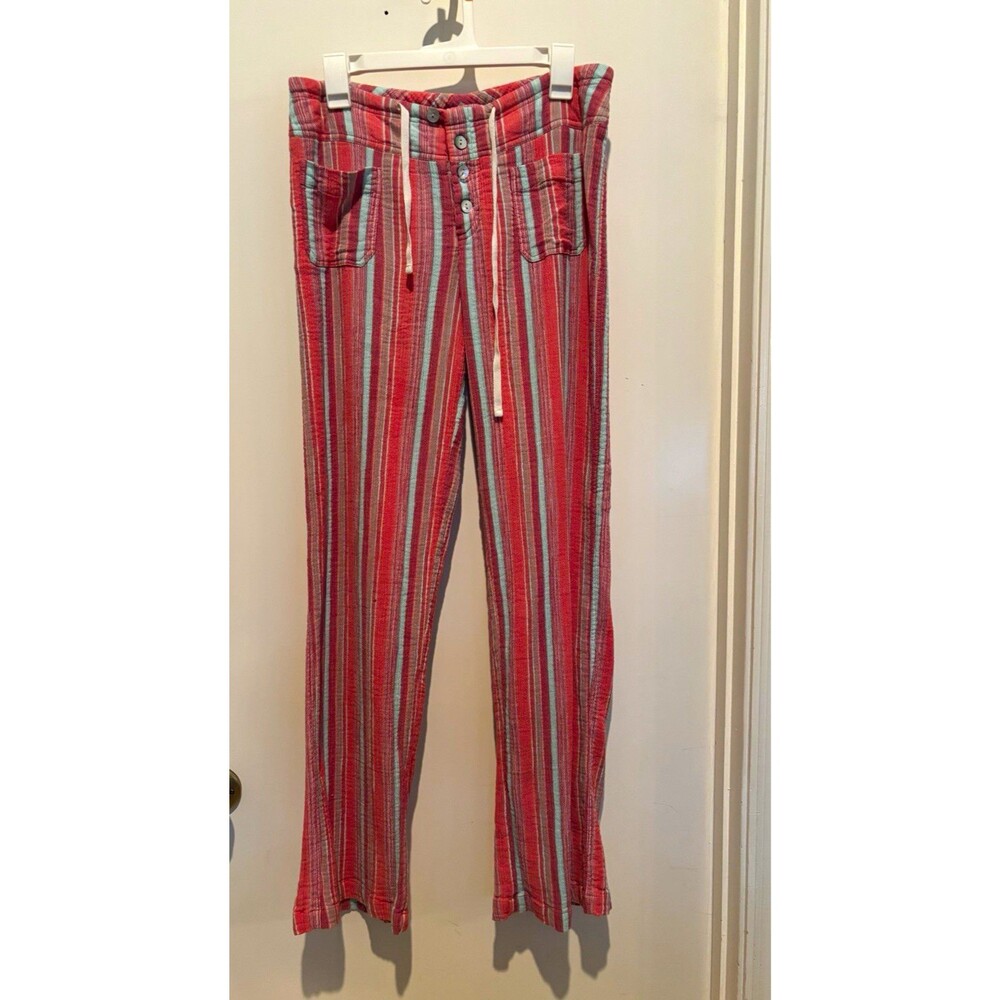 Sundance Women’s Striped Cotton Knit Leg Pants Pockets Size M